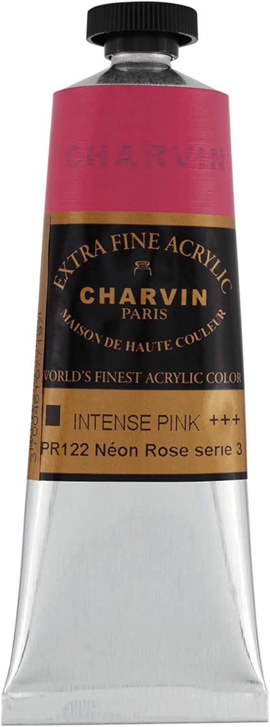 Charvin Extra Fine Professional Artist Acrylic Paint Colors, Nature Themed Hues, 150ml Intense Pink