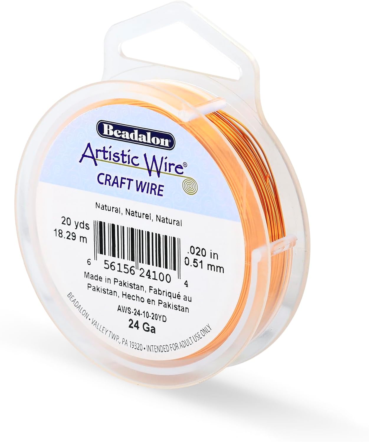 Artistic Wire, 24 Gauge Tarnish Resistant Colored Copper Craft Wire, Natural, 20 yd