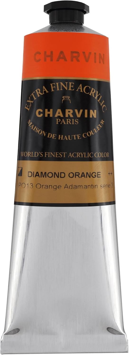 Charvin Extra Fine Professional Artist Acrylic Paint Colors, Nature Themed Hues, 150ml Diamond Orange