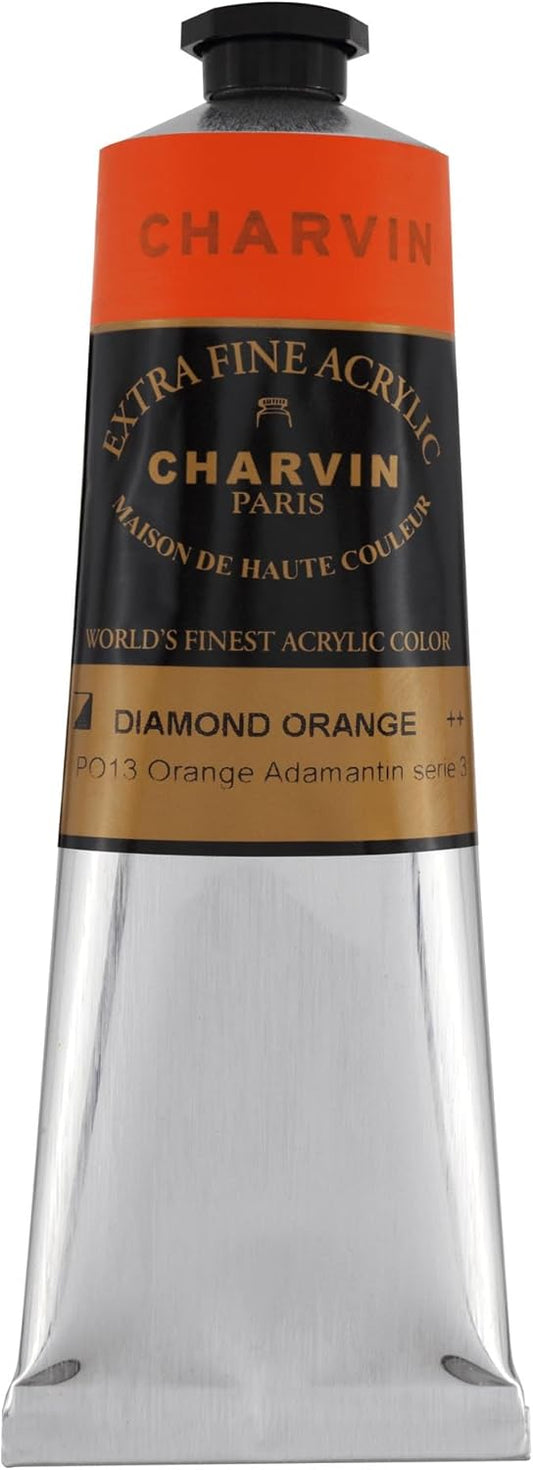 Charvin Extra Fine Professional Artist Acrylic Paint Colors, Nature Themed Hues, 150ml Diamond Orange