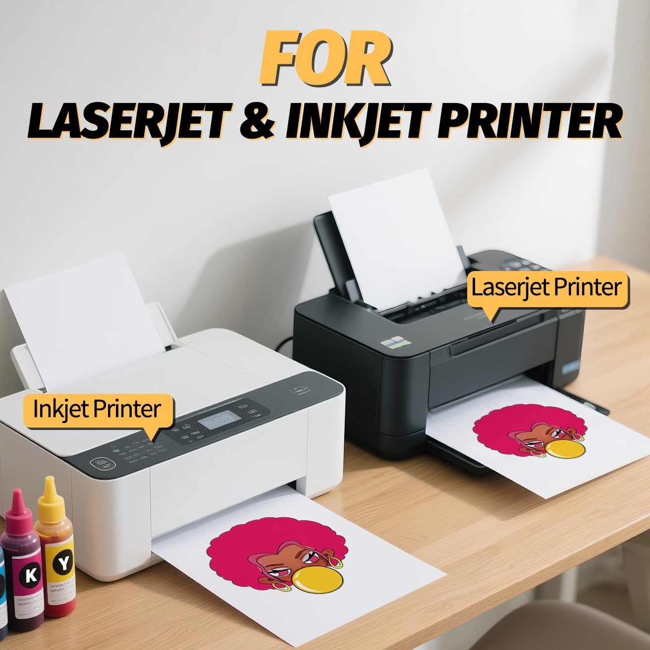 Lovein Pinkie Iron on Heat Transfer Paper for T Shirts (10 Sheets, 8.5x11'', Light Plus) Printable Heat Transfer Vinyl for Laserjet & Inkjet Printer Iron on Transfers Paper for Light Fabric (PK-L3-10)