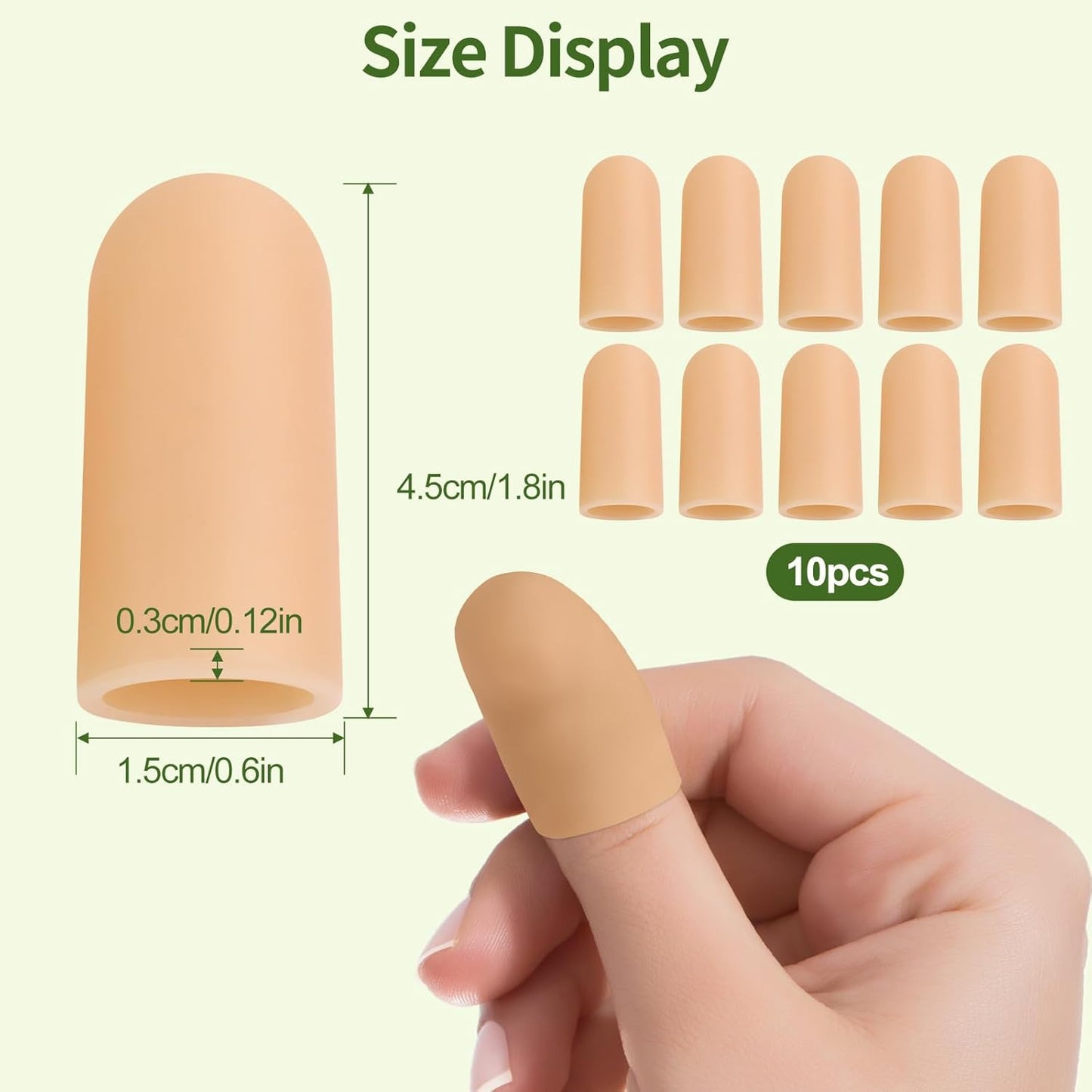Gel Finger Cots, Silicone Finger Protectors, Finger Sleeves Tip Protectors, Fingertip Bandages for Trigger Finger, Finger Arthritis, Finger Cracking, Hand Eczema Pain Relief