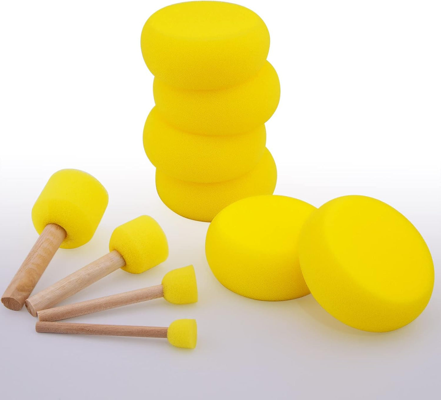 Hapeper 28 Pieces Round Sponge Brush, Artist Painting Foam Sponge for Watercolor, Crafts, Face Painting