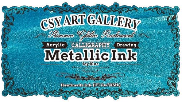 CSY Art Gallery High Flow Metallic Acrylic Ink-Drawing & Lettering Professional Acrylics Paint for Drawing, staining, Dripping, Pouring, Calligraphy, Color Washes (ICY Blue)