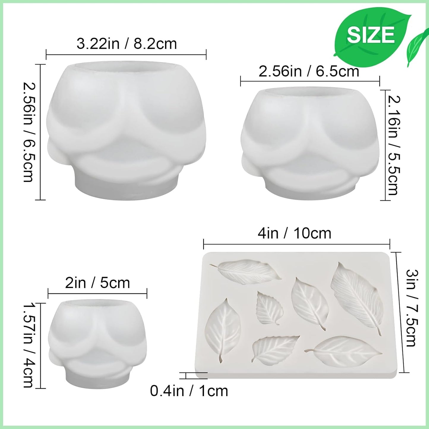 Rose Candle Molds, 4 Pcs Set of Large + Medium + Small 3D Rose Flower Silicone Molds with Leaf Mold for Candle Making, Epoxy Resin Casting, Wax Soap Clay Plaster Home Décor Handmade Gift