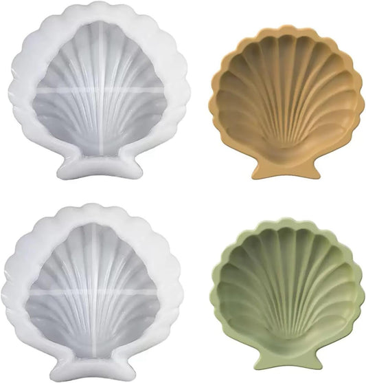 2PCS Ocean Theme Resin Molds, Seashell Silicone Epoxy Casting Mould for DIY Jewelry Plate Candy Container Storage Home Decor