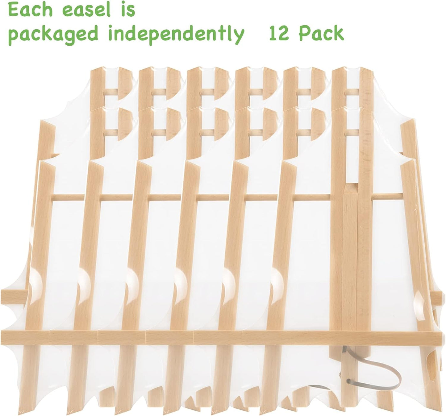 12Pack Wooden Tabletop Easel for Painting and Display, 11.8" Small Portable A-Frame Tripod Stand for 8x10 and 11x14 Canvas, Desk Easel for Photos, Students Kids Beginners