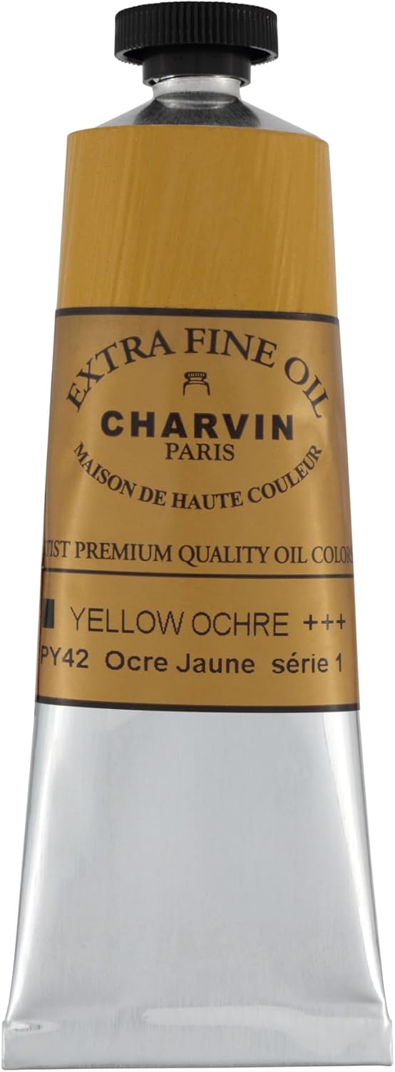 Charvin Extra Fine Oil Paint, Yellow Ochre 60 mL - Triple-Milled, Rich Texture, Poppy Oil-Based, Light-Fast, Handmade, Archival Quality