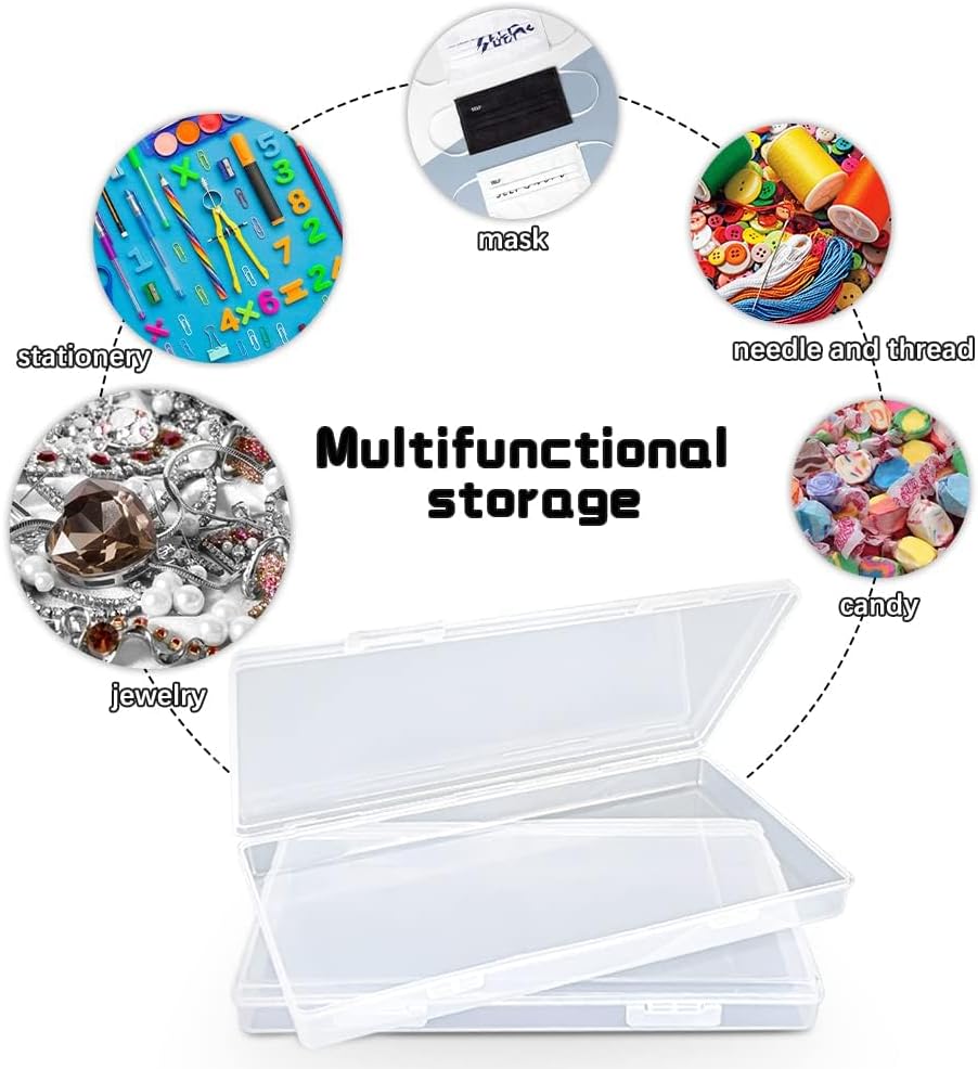 DUOFIRE Small Plastic Box Organizer Box Small Plastic Storage containers for Storage Pencils and Art Supply Organizer Rectangle(7.7 x 4.1 x 0.9inch) 4 Pack