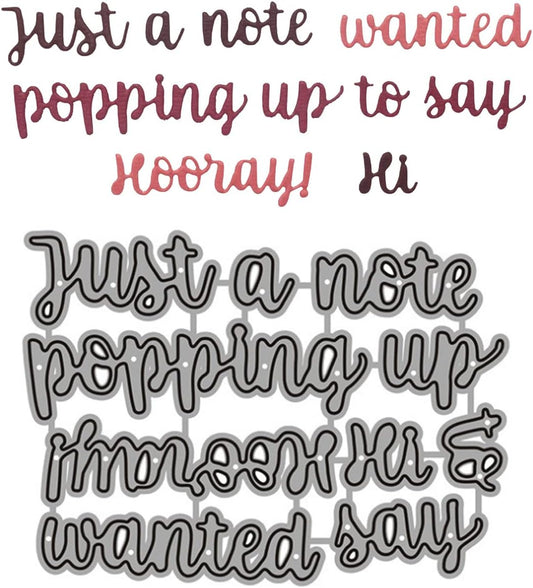 Mvchifay Cutting Dies Happy Birthday Holiday Thanks Greetings Metal Stencils Scrapbooking Tool Love Heart DIY Carbon Steel Embossing Template for Paper Card Making (Just a Note)