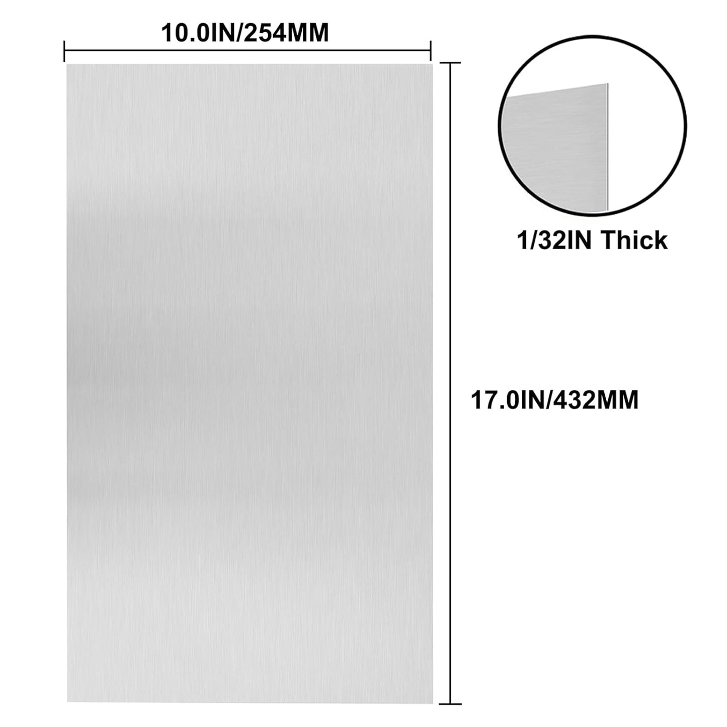430 Stainless Steel Sheet Metal 10" x 17" x 1/32" Inch Metal Plates for Magnetic Mount Board Wall 20GA(0.80MM) 430 Stainless Steel Shim Stock Plates Metal Sheets for Crafting, Kitchen DIY, Office