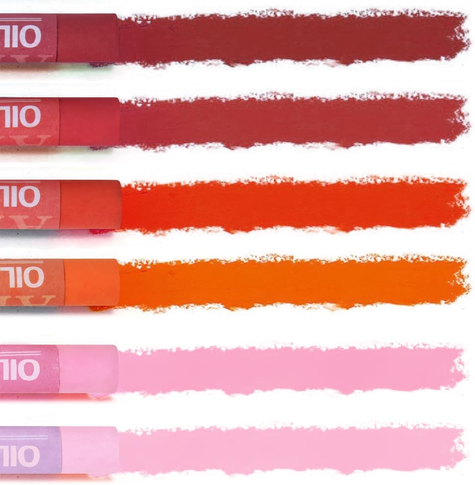 Mifuner Soft Oil Pastels Set (6 Sticks,6 Colors),Colors Heavy Oil Pastels Vibrant and Creamy,Pastel Art Supplies for Artists,Gallery Oil Painting Stick,Beginners,Adult Art Drawing Red