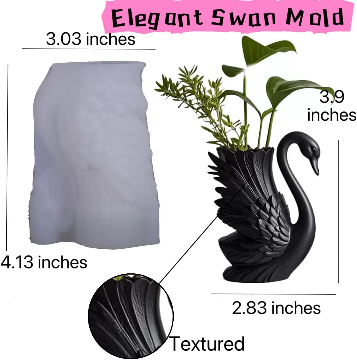 Animal Resin Molds Silicone 3D Cute Swan Epoxy Resin Plaster Candle Holder Wax Molds for Candle Making, Art Crafts DIY Unique Display Home Decor