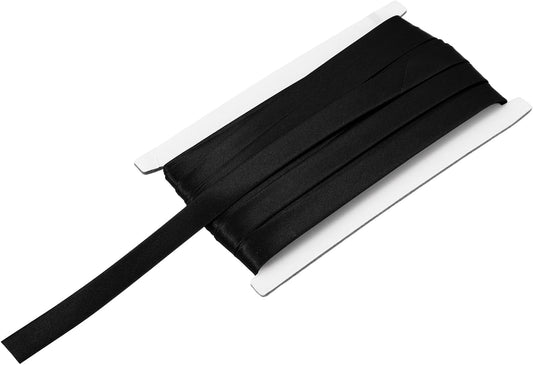 MECCANIXITY Double Fold Bias Tape for Sewing 5/8 Inch x 12 Yards Satin Pre-fold Continuous Binding Tape for Seaming Quilting Hemming Binding DIY Crafts, Black