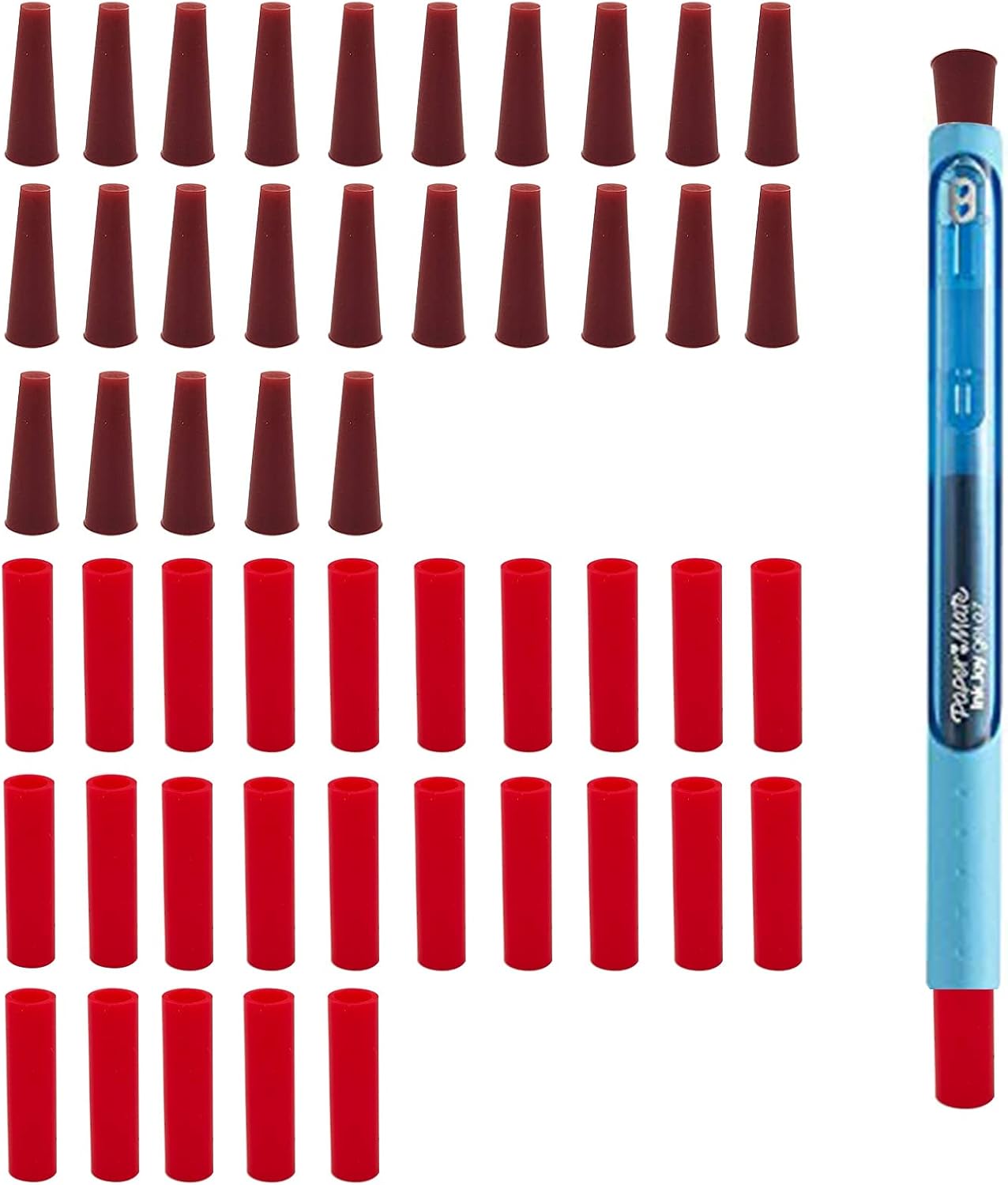 25 Silicone Pen Plugs and 25 Nonstick Silicone Sleeves for Epoxy Pen Turner Attachment,Silicone Plug Caps Tool Accessory Compatible with Inkjoy,Epoxy Pen Turner Making Supplies Glitter for Epoxy Resin