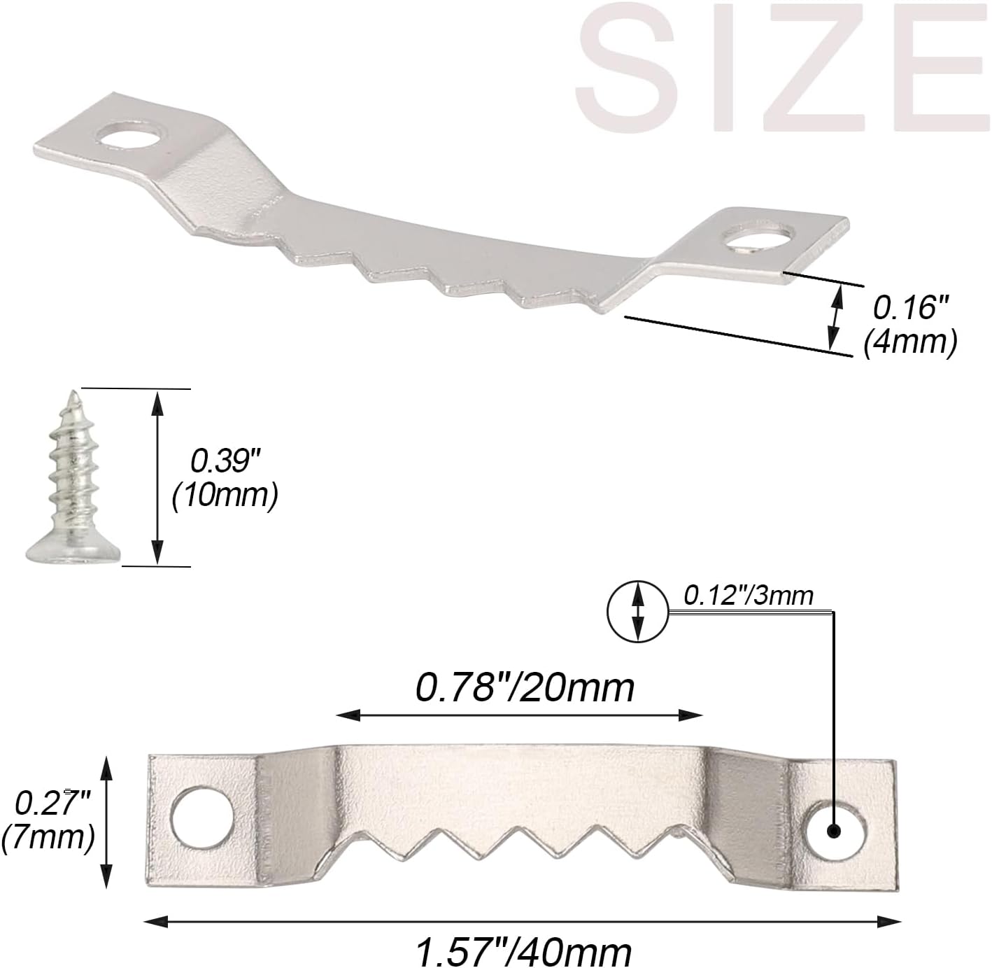 Small Sawtooth Picture Hangers 100 Pack Steel Sawtooth Hangers with Screws for Hanging Canvas Photos Frame Clock Paintings Artwork (Silver)