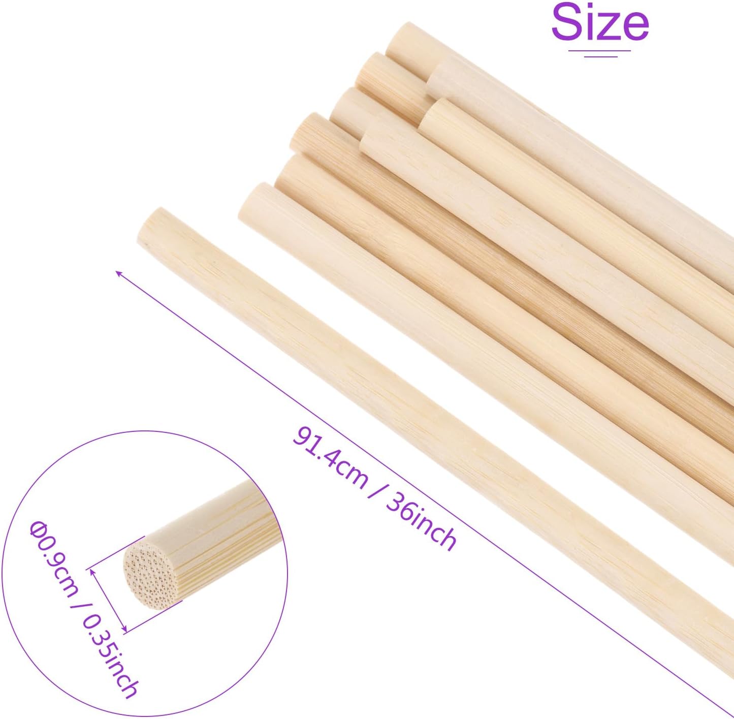 DMiotech 50 Pack 11/32" x 36" Wooden Dowel Rods Unfinished Natural Sticks Wood Craft Sticks for Home Decor Projects and Making DIY Craft,Wood Color