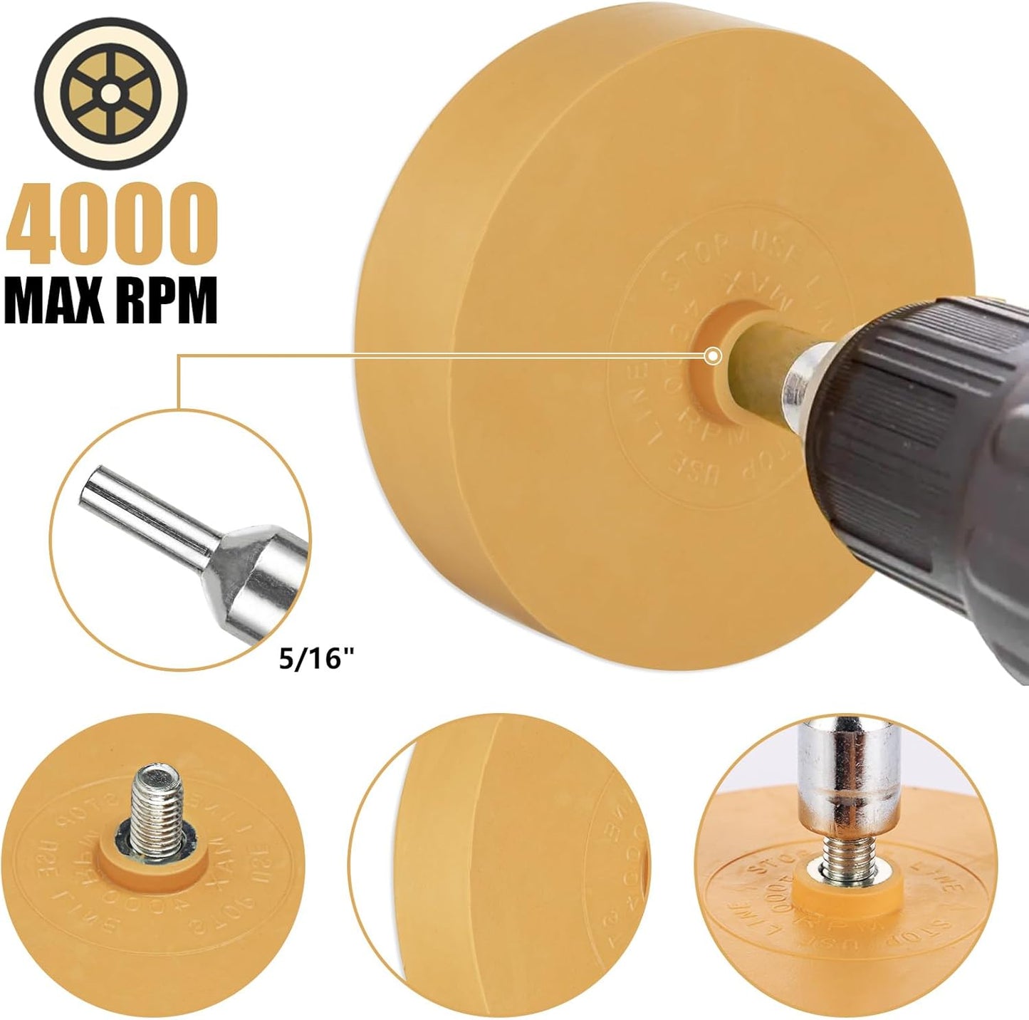 8 Pack Decal Remover Eraser Wheel, 3.5in Adhesive Remover Rubber Wheel Decal Remover for Drill Eraser Wheel Graphics Pinstripe Sticker Remover Car Decal Vinyl Tape Remover Tool