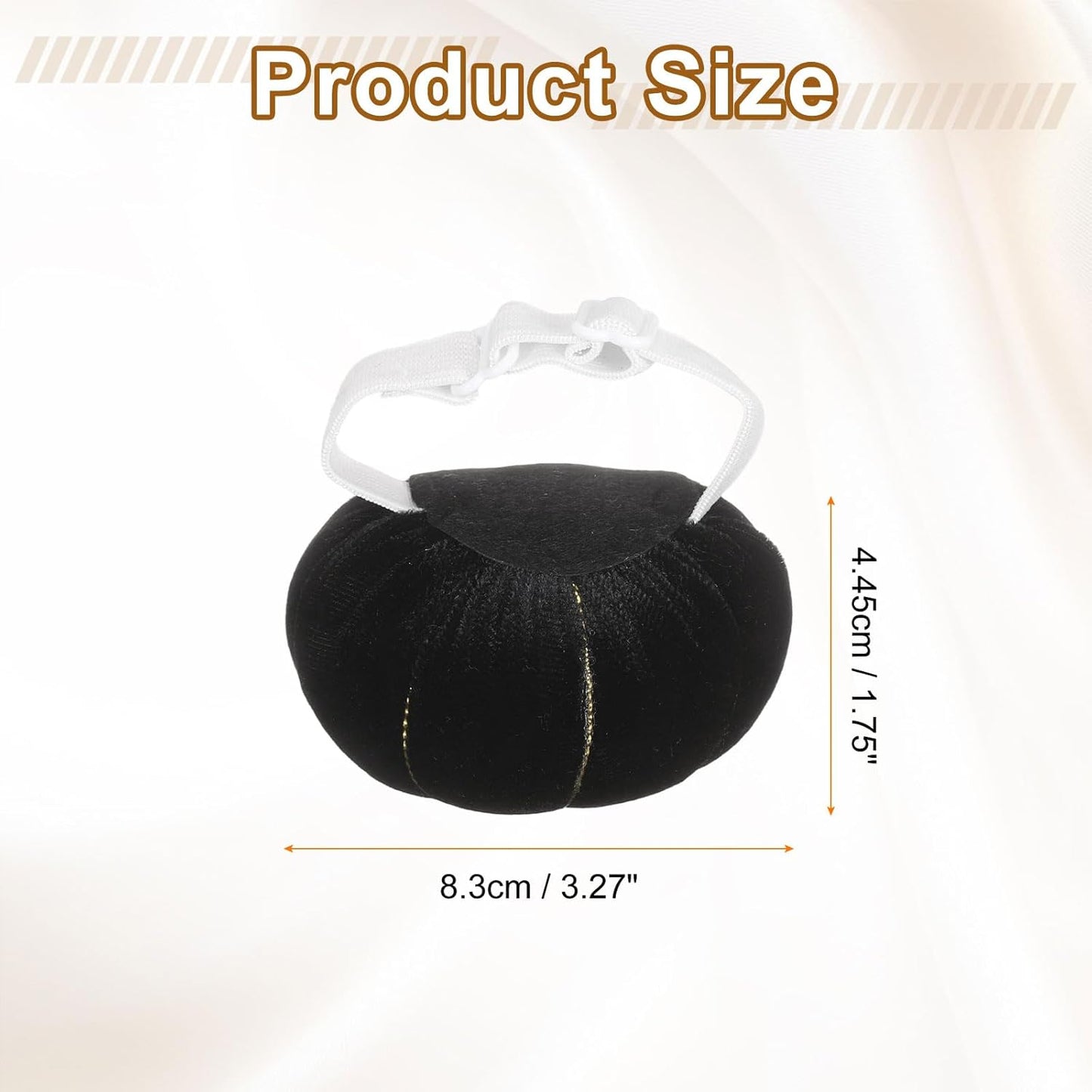 HARFINGTON Wrist Pin Cushion Wristband Sewing Pincushion Polyester Pin Holder Wearable Pumpkin Shaped Needles Wristband with 100 Head Needles for Sewing Quilting DIY Crafts, Black