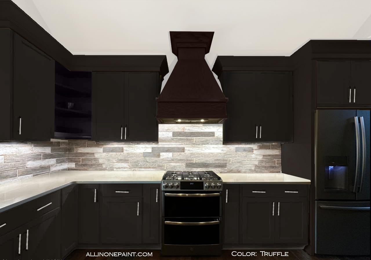ALL-IN-ONE Paint, Durable cabinet and furniture paint. Built in primer and top coat, no sanding needed. Includes our 30 featured color card - Truffle (warm, dark brown), Gallon