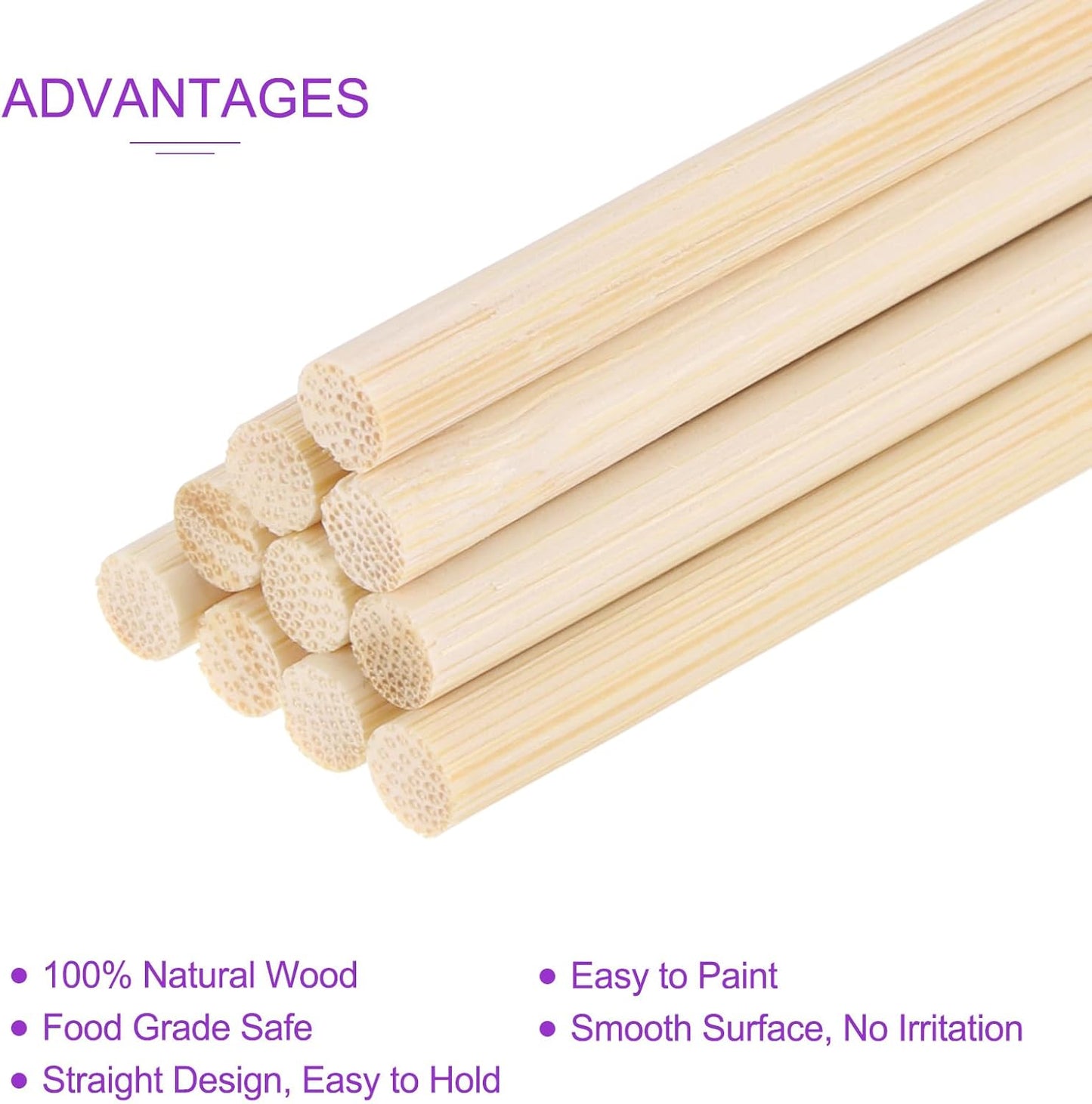 DMiotech 50 Pack 3/16" x 14" Wooden Dowel Rods Unfinished Natural Sticks Wood Craft Sticks for Home Decor Projects and Making DIY Craft,Wood Color