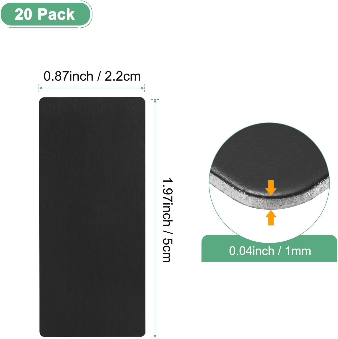 20-Pack Anodized Aluminium Laser Engraved Mount Metal Plate 2x1x0.04 Inch Engraver Blank Anodized Aluminum Sheets for DIY Laser Printing/Home/Office[Black]