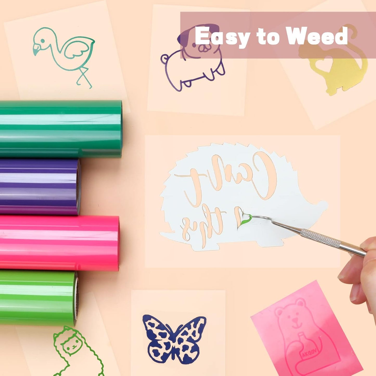 HTVRONT HTV Vinyl Rolls Heat Transfer Vinyl - 12" x 5ft Fruit Green HTV Vinyl for Shirts, Iron on Vinyl for All Cutter Machine - Easy to Cut & Weed for Heat Vinyl Design (Fruit Green)