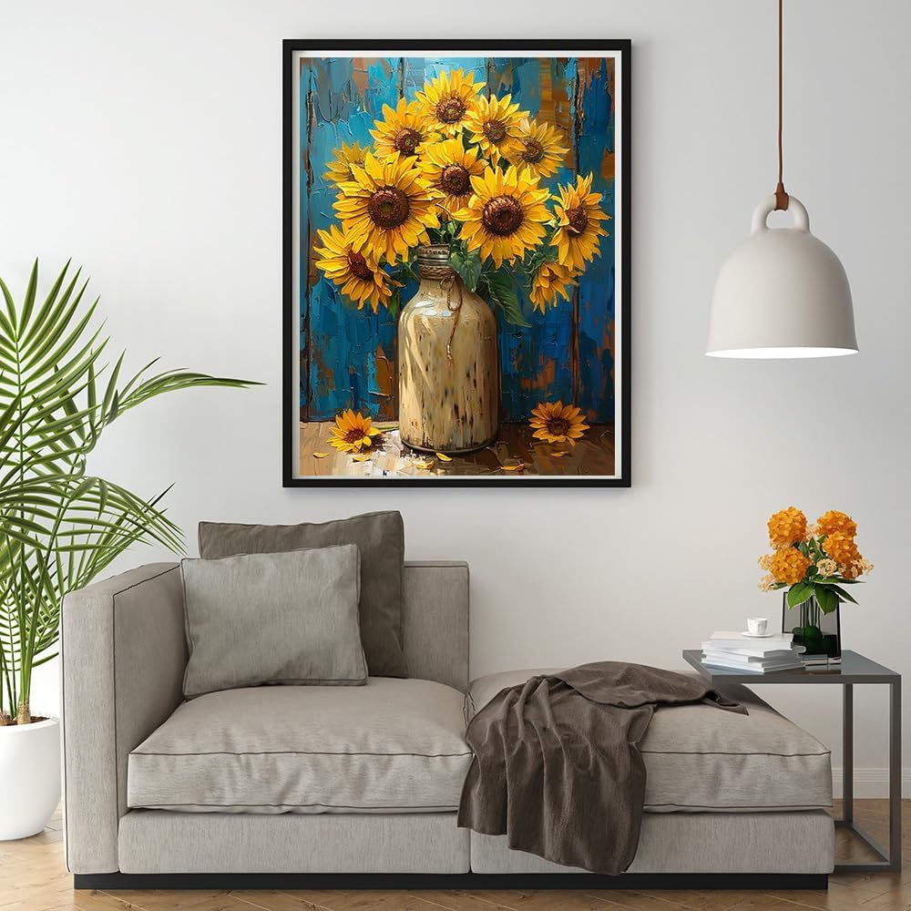 Moohue Art Crafts 14ct Counted Cross Stitch Patterns Kits Sunflowers Printed Stamped Cross Stitch Kits for Adults Needlepoint Kits (Beautiful Sunflowers)