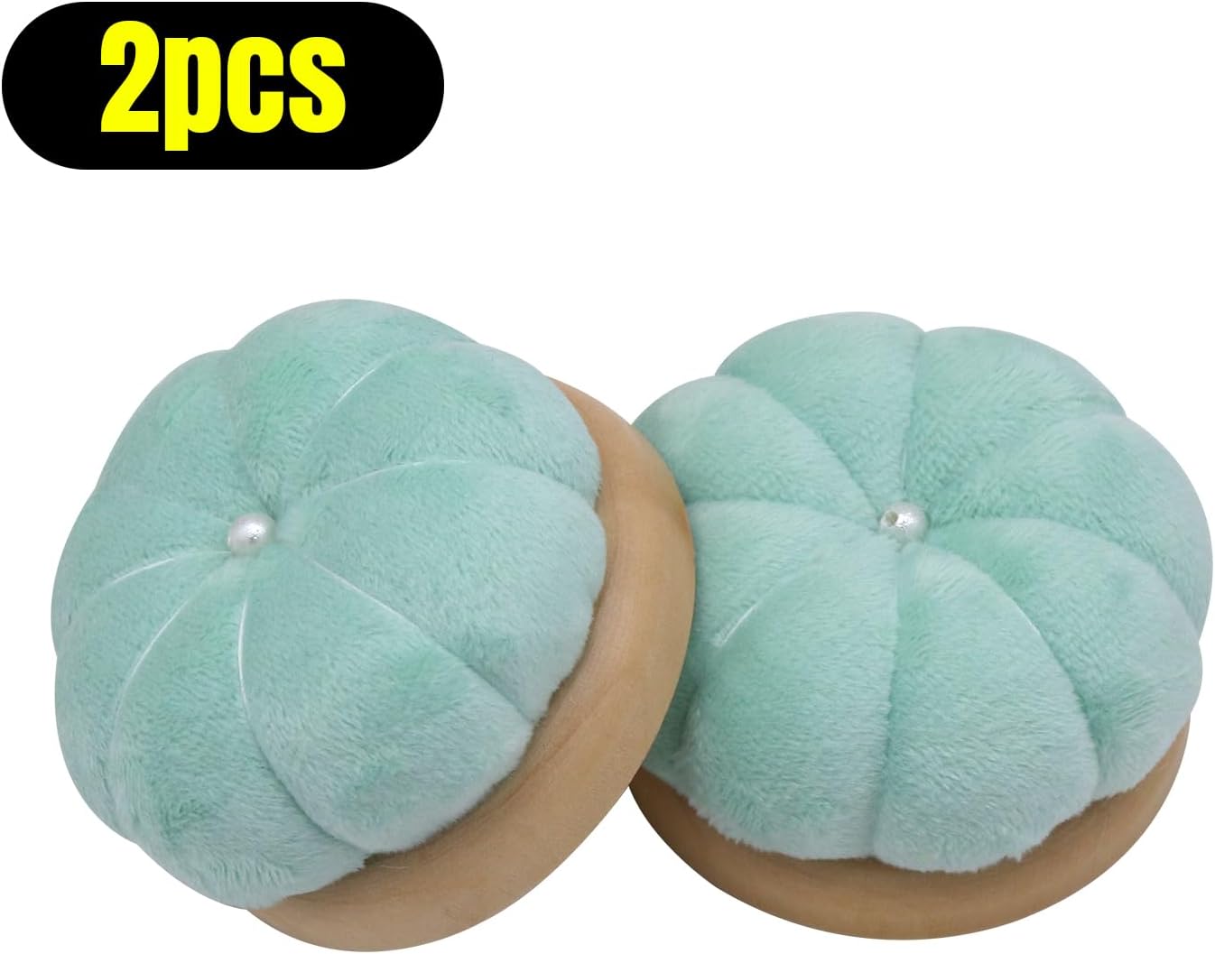 Uxney Pin Cushion,Wooden Sewing Pin Cushion Pincushion Needle Cushion for Sewing Quilting Needlework DIY Crafts(Light Green,2 PCS)