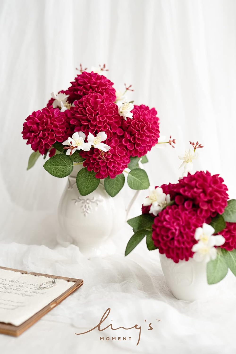 Ling's moment Dahlia Foam Artificial Real Touch Faux Fake Flowers for Home Decor Graduation Baby Shower Decorations Outdoors Party Favors Wedding Gifts Centerpieces Arrangements 25pcs (Hot Pink)