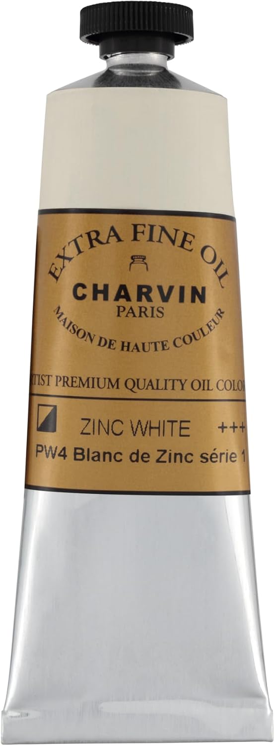 Charvin Extra Fine Oil Paint, Zinc White 60 ml - Triple-Milled, Rich Texture, Poppy Oil-Based, Light-Fast, Handmade, Archival Quality