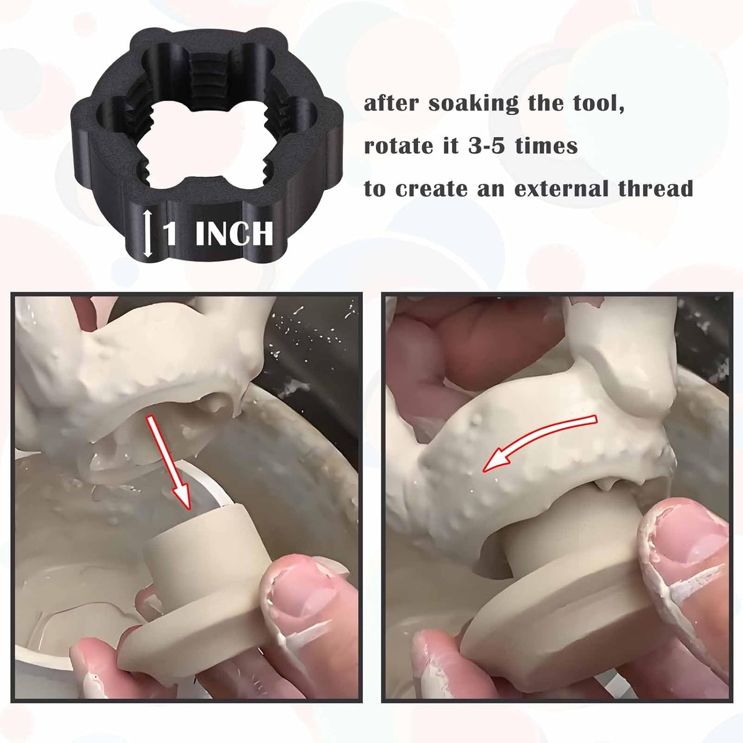 Pottery Clay Threading Making Kits, Clay Tap and Die Set for Jars and Lids Caps Thread (2 Inch Silk Black)