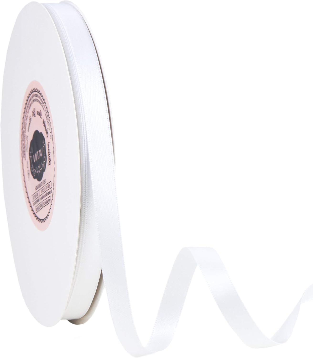 VATIN 3/8 inches Double Faced White Polyester Satin Ribbon - 50 Yards for Gift Wrapping Ornaments Party Favor Braids Baby Shower Decoration Floral Arrangement Craft Supplies