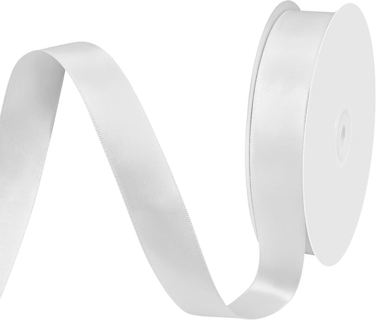 White Satin Ribbon 1" X 50 Yards Solid Color Double Faced Ribbons Perfect for Crafts Wedding Decor Bow Making Arts Sewing and More
