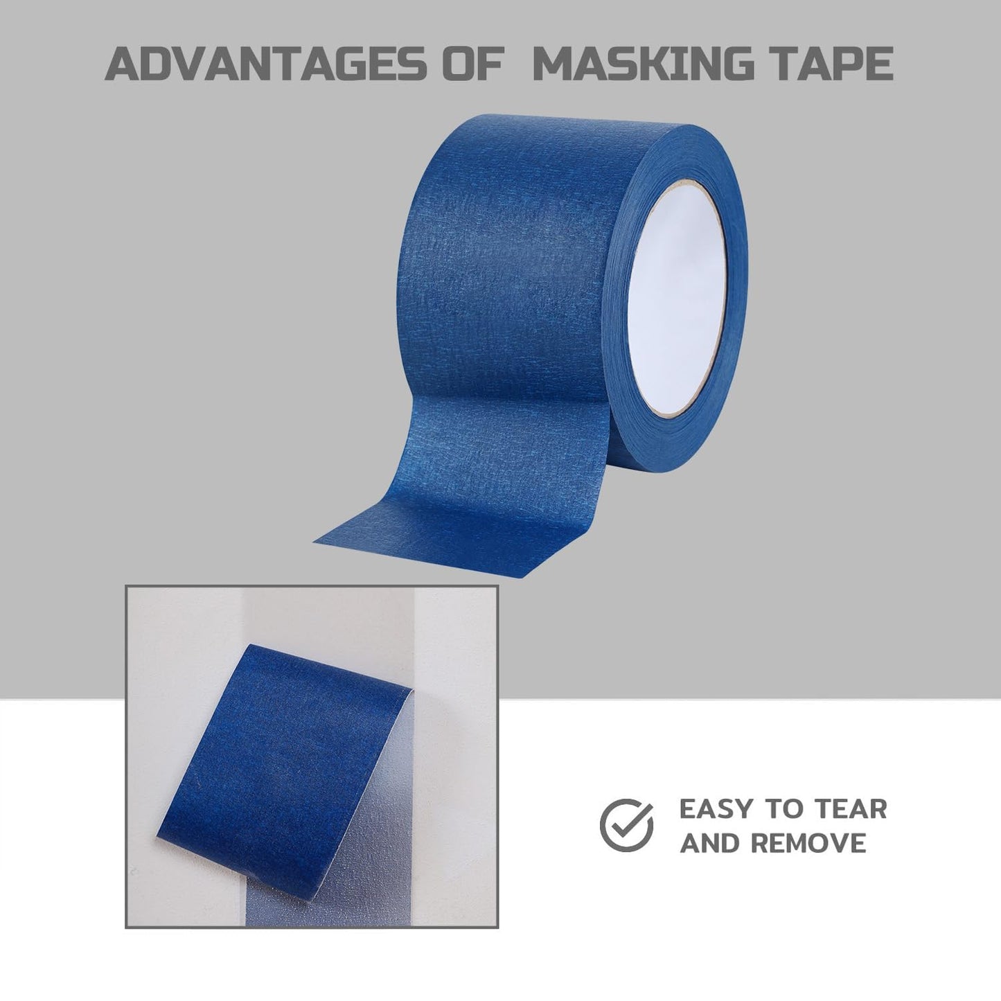 Lichamp Wide Masking Tape 3 inches, 1 Pack Blue Painters Tape Blue Masking Paper, 3 inches x 55 Yards x 1 Roll