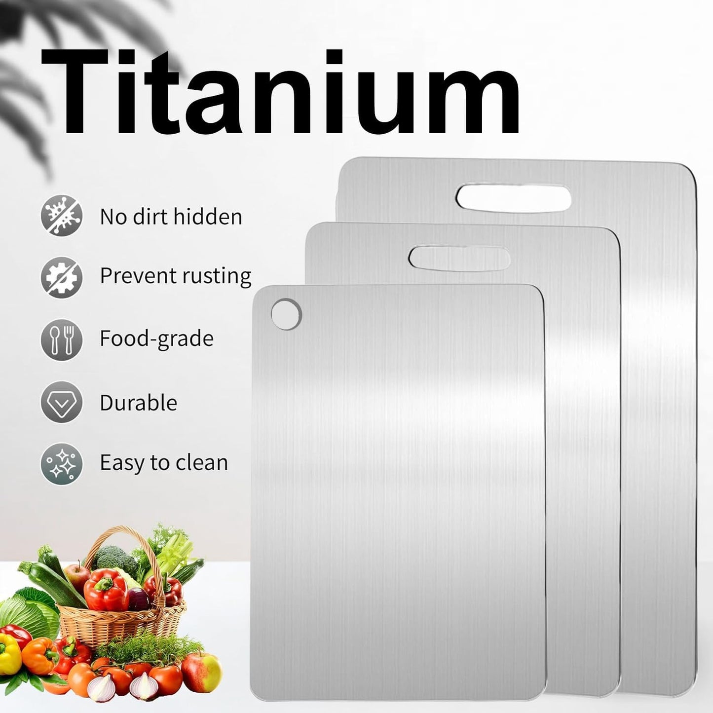 Titanium Cutting Boards for Kitchen,Katuchef Titanium Cutting Board,Non toxic Doubld-Side Available Chopping Boards, Easy to Clean and Store(2PCS-M+L)