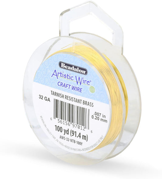 Artistic Wire, 32 Gauge Tarnish Resistant Brass Craft Wire, 100 yd