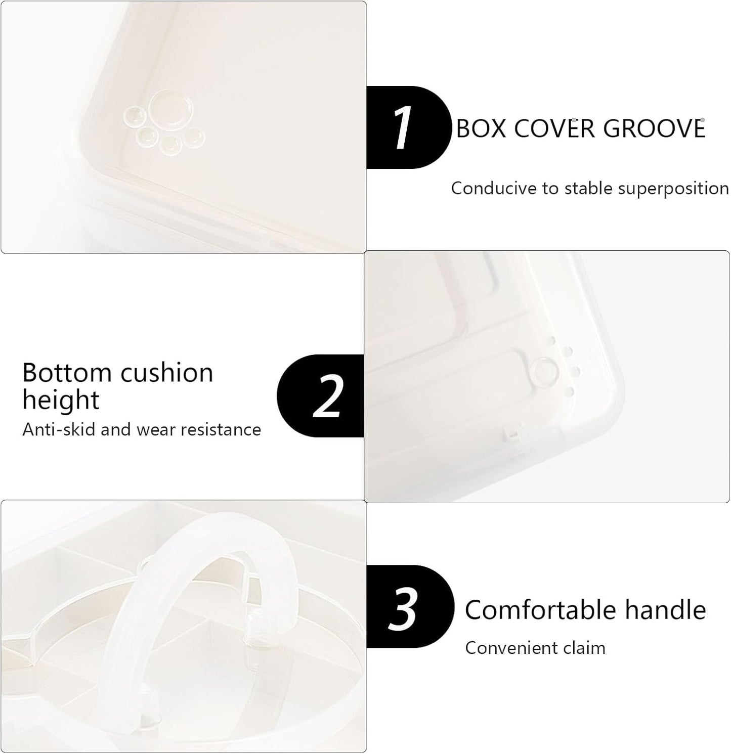 Mowhut Sewing Box for Sewing Supplies,Embroidery Floss Organizer,Plastic Tool Box with Handle,Stackable Thread Ribbon Storage,2 Layers Sewing Kit,Clear