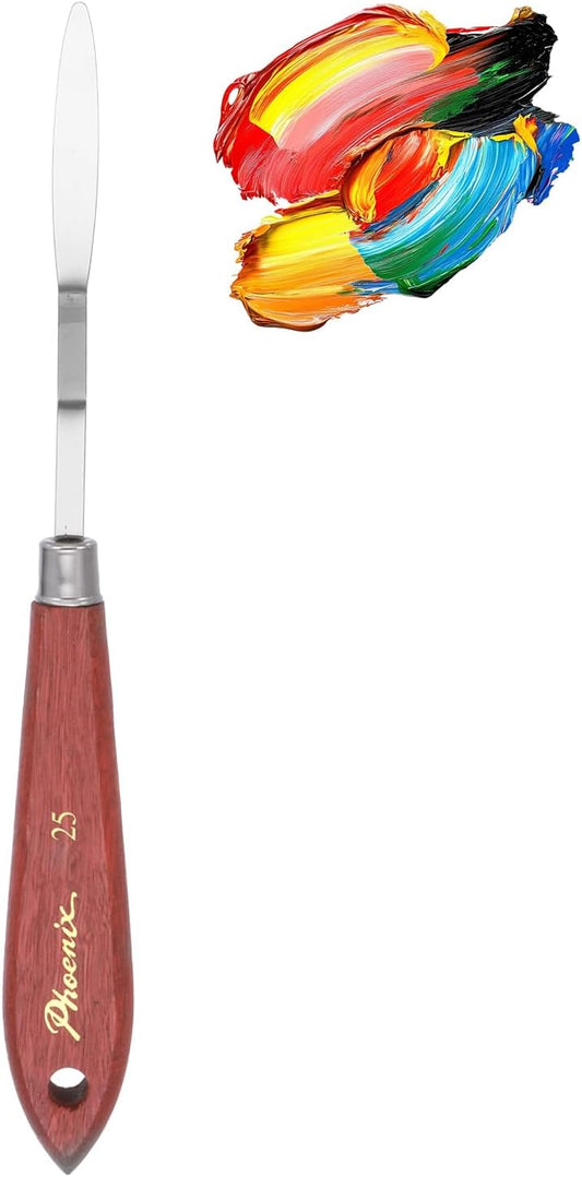 MECCANIXITY Pack of 1 Palette Knife No.25, 8.1" Long Palette Knives with Stainless Steel Flexible Spatula Pallet Knife and Wood Handle for Scraping, Mixing, Oil Acrylic Painting Canvas