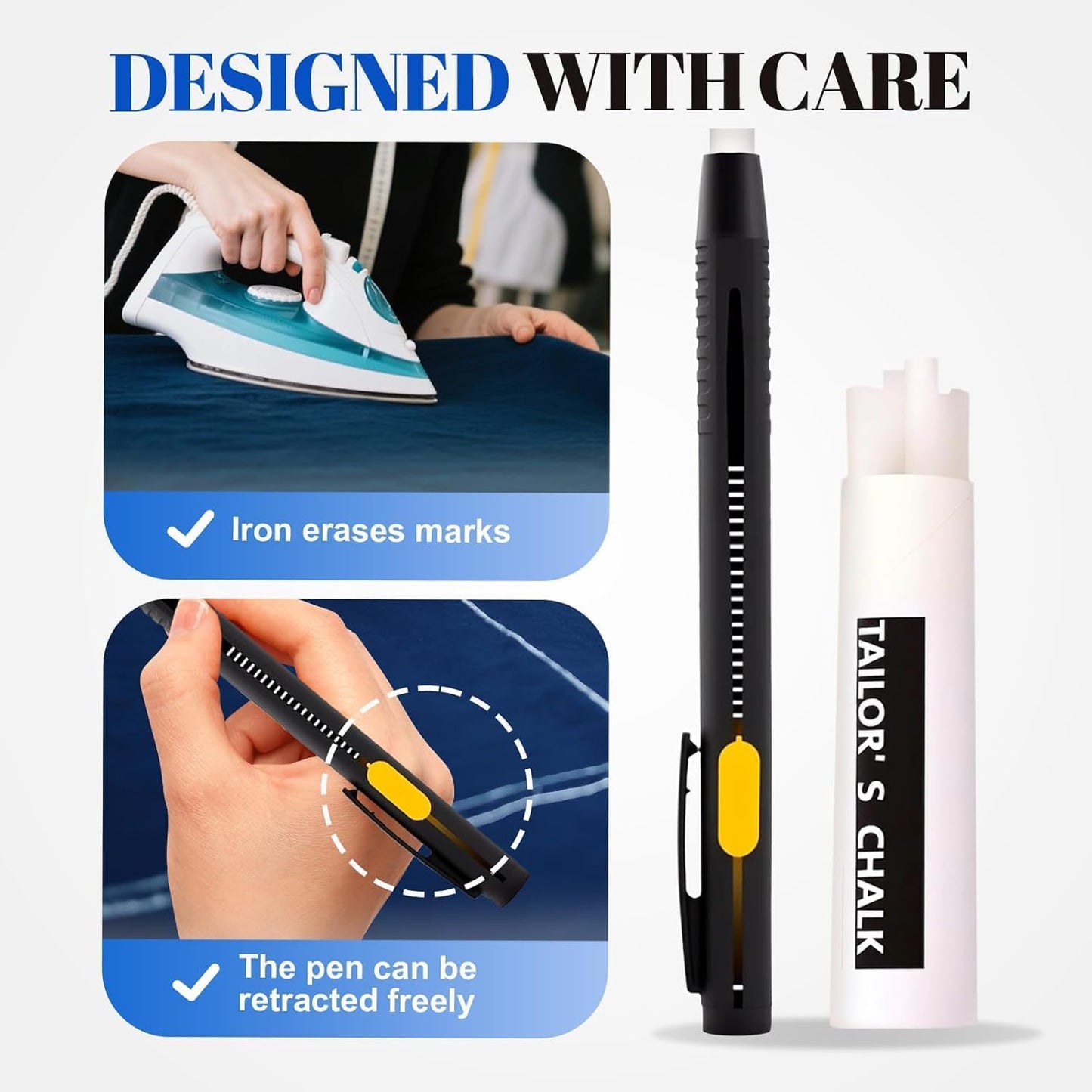 Heat Erasable Fabric Marking Pen Set, 2 Pens with 20 Refills, for Sewing, Quilting, Embroidery