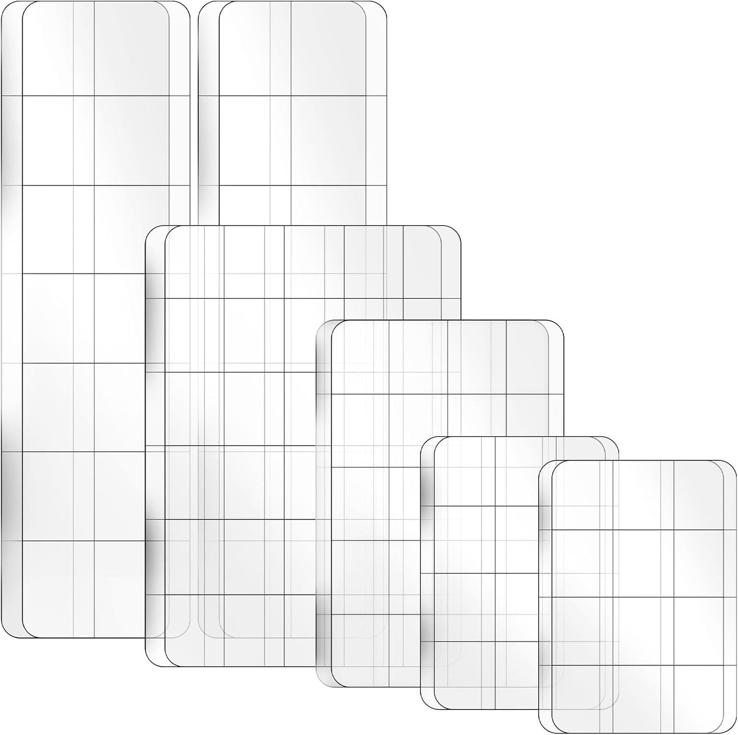 6Pcs Acrylic Blocks for Stamping Set Clear Stamping Blocks Tools with Grid Lines, Stamps for Crafting Card Making Scrapbooking Tools