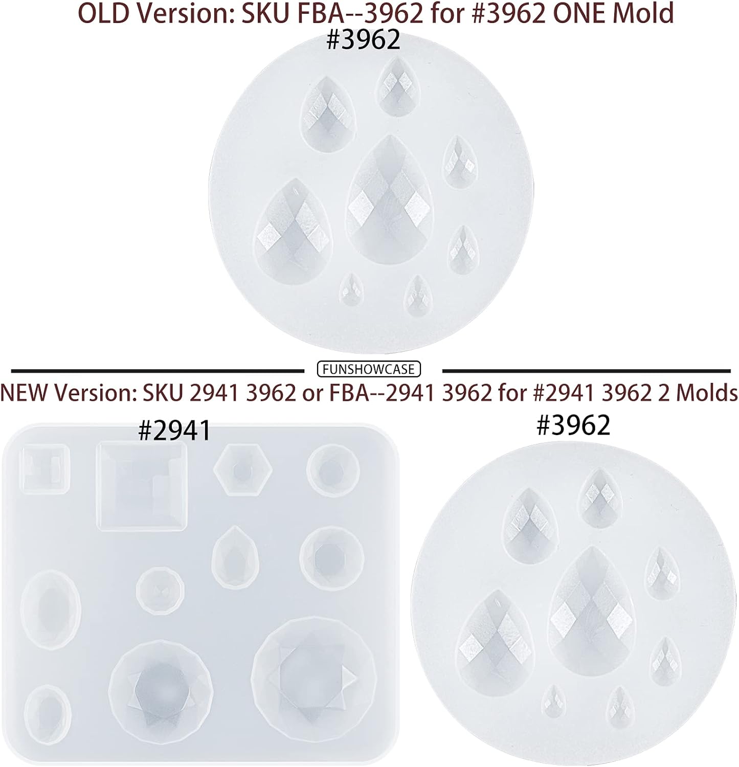 FUNSHOWCASE Cabochon Gemstone Silicone Mold for Resin Epoxy Jewelry Making, Cake Decoration, Cupcake Topper, Polymer Clay Craft