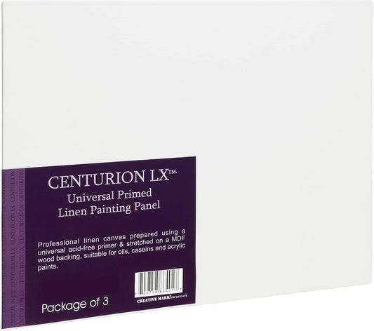 Centurion All-Media Primed Linen Panels - 8x8 3 Pack - 11oz Universal Primed Canvas Boards for Painting, Mounted on MDF Wood, Non-Warping, Ideal for Artists, Professionals, and Painters