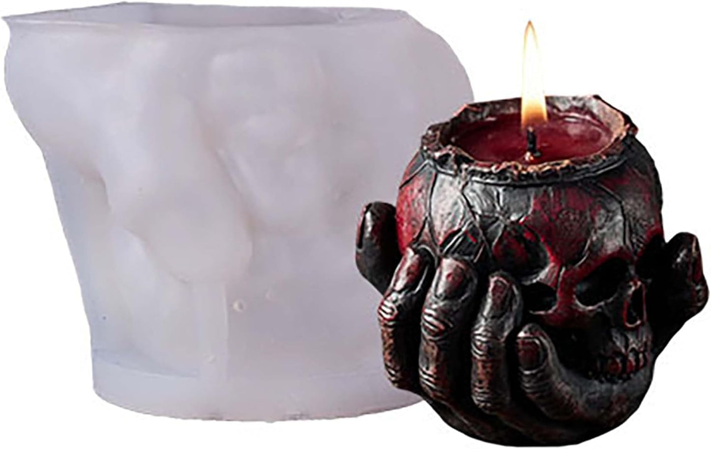 Halloween Skull Hand Ghost Cylinder Molds Silicone Wave Spiral Candle Mold - Silicone Resin Casting Molds for Candle & Resin & Soap Craft Supplies