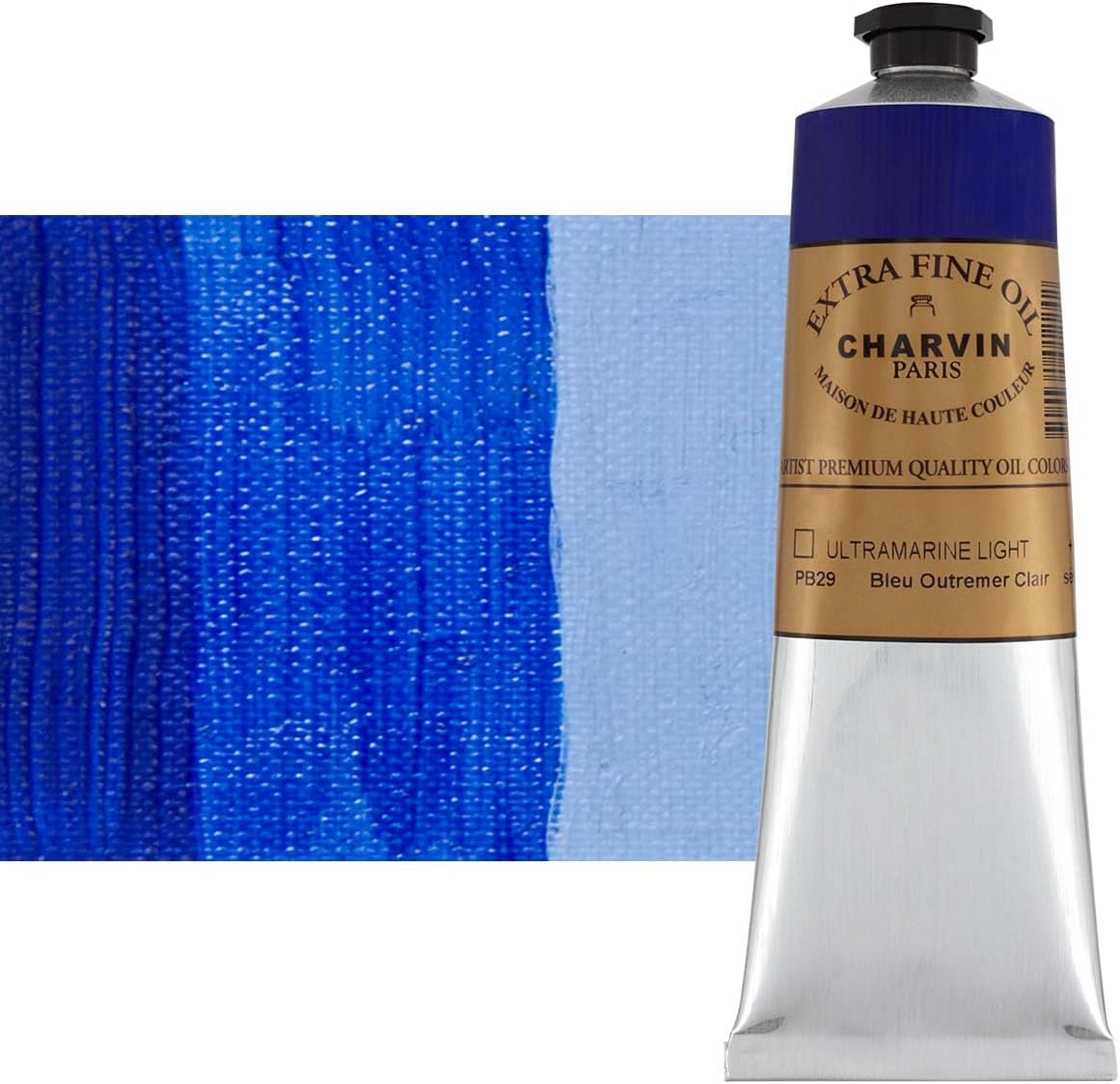 Charvin Extra Fine Oil Paint, Ultramarine Blue Light 150 ml - Triple-Milled, Rich Texture, Poppy Oil-Based, Light-Fast, Handmade, Archival Quality