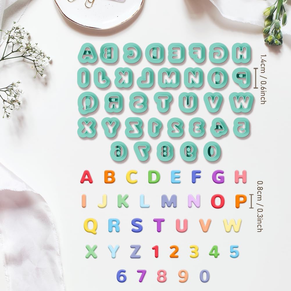 26pcs Alphabet Shape and 10pcs 0-9 Number Clay Cutters, Polymer Clay Cutting Tools for Earrings Jewelry Making, Clay Jewelry Making Kit, Letter Cookie Cutters