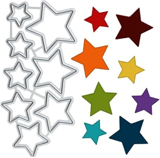 Metal Cutting Dies DIY Embossing Stencil Template Scrapbooking Card Making Mold Photo Album Arts Crafts Tools (8 Stars- 7.8x4cm)