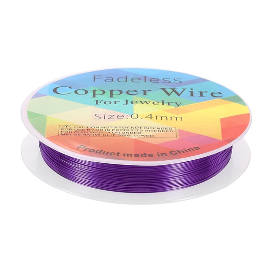 HARFINGTON 30ft Jewelry Wire, 26 Gauge (0.4mm) Brass Craft Soft Metal Tarnish Resistant Copper Beading Wire for Jewelry Making Supplies Crafting, Purple