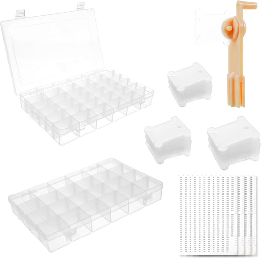 Rumhut 2 Pack Embroidery Floss Organizer with 216 Pcs Embroidery Floss, Floss Windern and Floss Number Stickers for Craft DIY Embroidery Sewing Storage