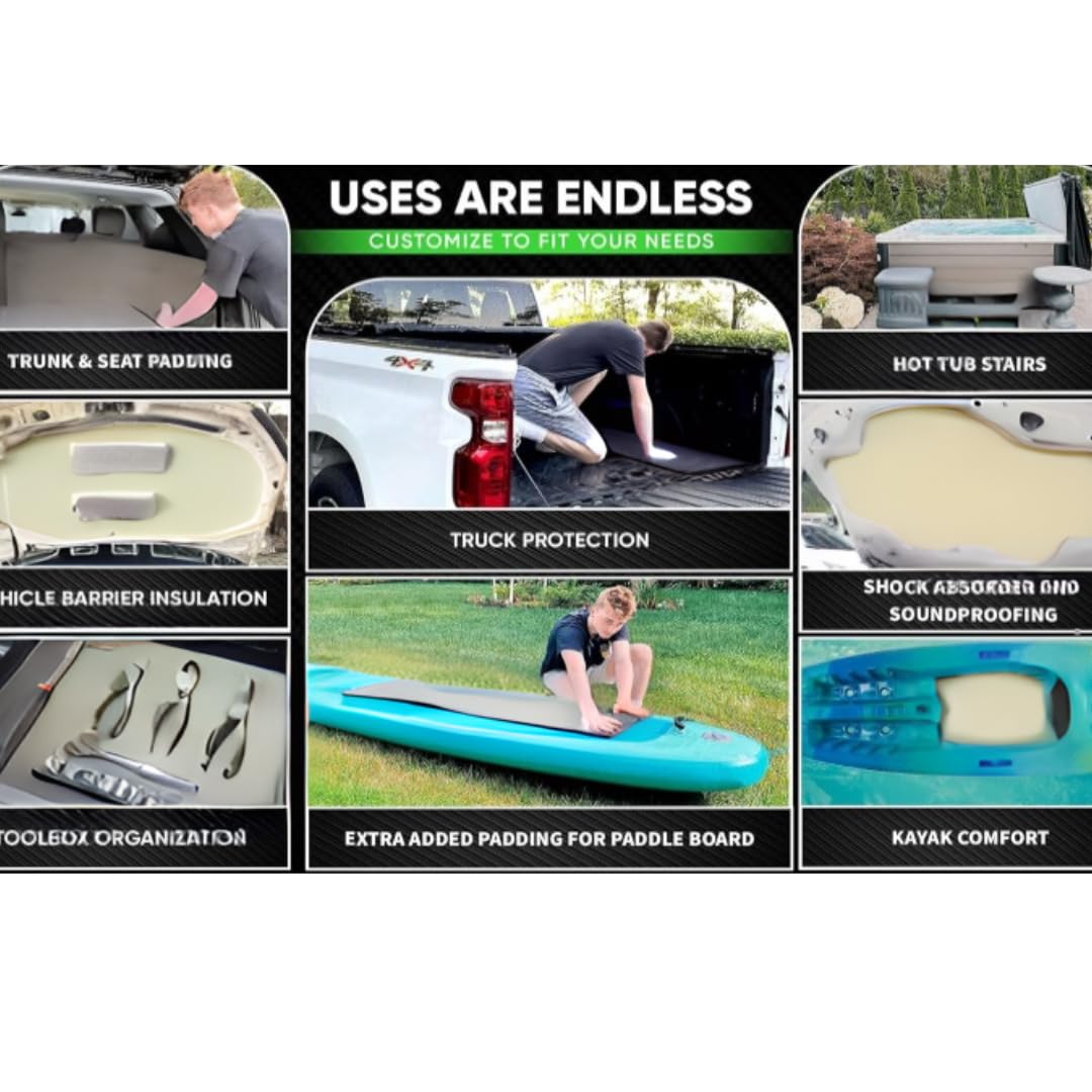 XCEL Foam Roll with Self Adhesive – Beige, 60" x 16" x 1/2" Closed Cell Foam Rubber Water Resistant Padding Sheet – Home, Marine, Garage, Auto Insulation & Cosplay (Beige, 60" x 16" x 1/2")